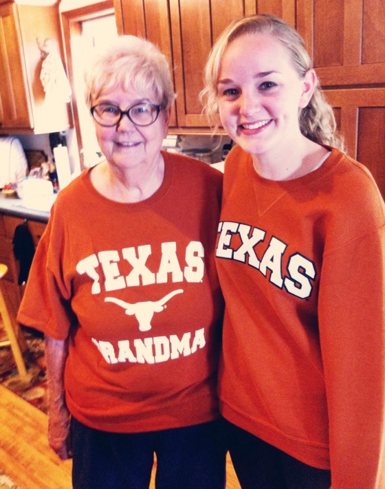 My grandma and I sporting our UT gear. Look how proud of me she is!(Photo: Gerry O'Connor)